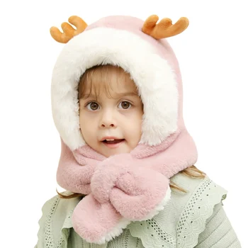 Vaikai, Mergaitė, Berniukas Animaciją Šalikas Earflap Gaubtu Kepuraitė Su Pamušalu Micro Fleece Skrybėlės Šaltas Oras Žiemą Bamblys Sniego Kepurę