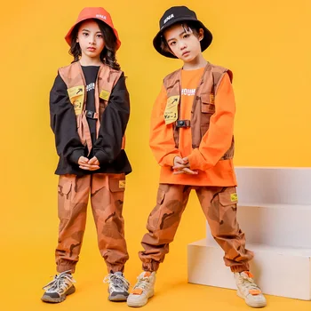 Vaikams Hip Hop Drabužius Šokių Kostiumai Mergaitėms Berniukai Džiazo Sportinių Šokių Marškinėlius Ziajać Vaikų Dancewear Šalies Etapo Komplektus LJ Nuotrauka 2