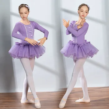 Vaikų Baleto Šokių Suknelė Mergaičių Šokio Praktika Drabužius Lankas-mazgas Šokių vientisas Baleto Suknelė Mokymo Dancewear Vaikams Nuotrauka 2