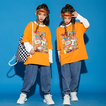 Vaikų Hip-Hop Šokių Kostiumas Berniukams/Mergaitėms ilgomis Rankovėmis Gatvės Šokių Praktikos Drabužiai Vaikams Džiazo Šokio Scenos Kostiumai DWY4700
