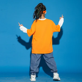 Vaikų Hip-Hop Šokių Kostiumas Berniukams/Mergaitėms ilgomis Rankovėmis Gatvės Šokių Praktikos Drabužiai Vaikams Džiazo Šokio Scenos Kostiumai DWY4700 Nuotrauka 2