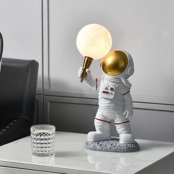 Vaikų kambario stalo lempa miegamasis stalas skaityti mėnulis astronautas saulėlydžio naktiniai staleliai, stalinės lempos