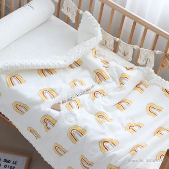 Vaikų oro kondicionavimo antklodė dot kūdikių antklodė naujagimiui vaivorykštė animacinių filmų 100x120 cm 120x150cm antklodė medvilnės patalynės kūdikių antklodė