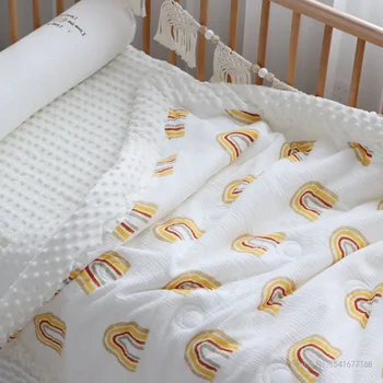 Vaikų oro kondicionavimo antklodė dot kūdikių antklodė naujagimiui vaivorykštė animacinių filmų 100x120 cm 120x150cm antklodė medvilnės patalynės kūdikių antklodė Nuotrauka 2