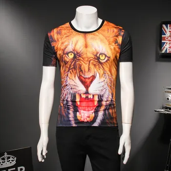 Valdinga didelis tigras modelio 3D skaitmeninis spausdinimas trumpas rankovės marškinėliai Vasaros 2018 Naujos kokybės medvilnės prabanga 3d marškinėliai menM-3XL