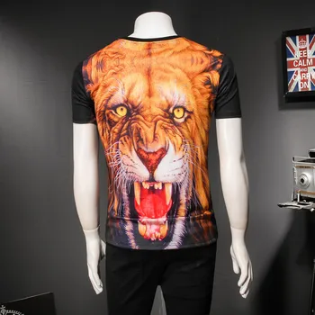 Valdinga didelis tigras modelio 3D skaitmeninis spausdinimas trumpas rankovės marškinėliai Vasaros 2018 Naujos kokybės medvilnės prabanga 3d marškinėliai menM-3XL Nuotrauka 2