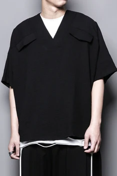 Vasarą naujas japonų stiliaus atsitiktinis retro kanapių ledo v-kaklo marškinėliai marškinėliai prarasti trumparankoviai marškinėliai vyriški tendencija Nuotrauka 2