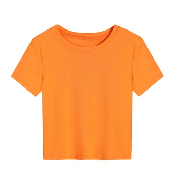 Vasarą naujų stora montavimo vientisa spalva paprasta vėjo atkarpoje trumparankoviai marškinėliai moterims