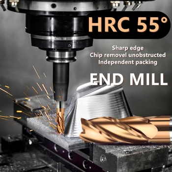 Visi modeliai CNC maching Endmills HRC55 Karbido pabaiga malūnas 1-kaip 14mm 4Flutes Frezavimo Cutter Lydinio Danga Volframo Plieno pjovimo įrankis Nuotrauka 2