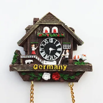 Vokietijos kūrybinių kelionių suvenyrai trimatis laikrodis amatų magnetiniai lipdukai šaldytuvas Nuotrauka 2