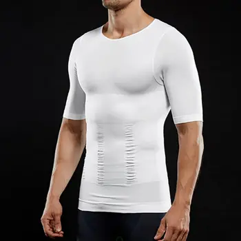 Vyrai Suspaudimo T-Shirt Kūno Shaper Lieknėjimo Pilvo Korsetas Laikysena Underskirt X4YC