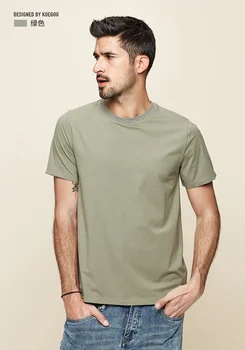 W2828-Patogus modalinio ir medvilnės trumpomis rankovėmis t-shirt vyriški slim fit vientisos spalvos apvalios kaklo, elastinga, žemiausią marškinėlius.X7422 Nuotrauka 2