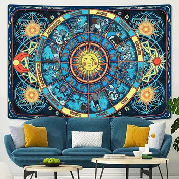 Zodiako Deginimas Saulės Astrologija Psichodelinio Sienos Kabo Už Kambario Dekoro Nuotrauka 2