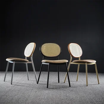 Šiaurės valgomojo kėdė paprasta austi rotango geležies meno šviesos prabanga metalo laisvalaikio kėdė kavos namų kėdė kėdė atgal valgomojo kėdės sėdynė