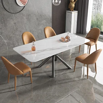 Šiaurės šalių roko lentelė mažų šeimos italijos prabangių valgomojo kėdė minimalistinis stalas marmurinis valgomojo stalas stačiakampis