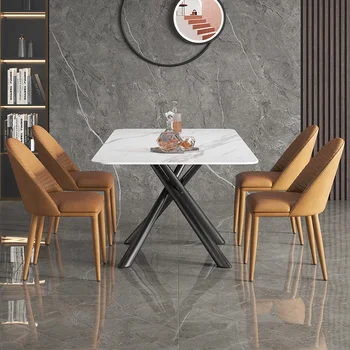 Šiaurės šalių roko lentelė mažų šeimos italijos prabangių valgomojo kėdė minimalistinis stalas marmurinis valgomojo stalas stačiakampis Nuotrauka 2