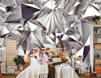 Šiaurės šalių šiuolaikinio minimalistinio metalo geometrinis estetinį tapetų kambarį, TV foną, sienos užsakymą freskos papel de parede Nuotrauka 2