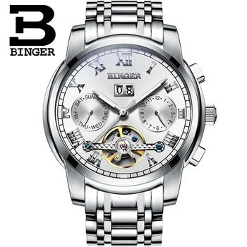 Šveicarija Mechaninis laikrodis Vyrams Riešo Safyras Binger Prabangos Prekės Vandeniui Laikrodžiai Vyrų Safyras relogio masculino B8601A Nuotrauka 2