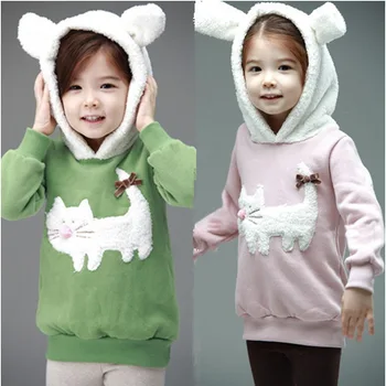 žiemos hoodies merginos kitty cat bliuzono Lilliput naują iki 2017 m. vaikų drabužių mergaičių hoodies